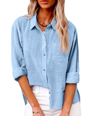 Isana | Damesblouse – Elegante alledaagse stijl, losse pasvorm en maximaal comfort Lichtblauw