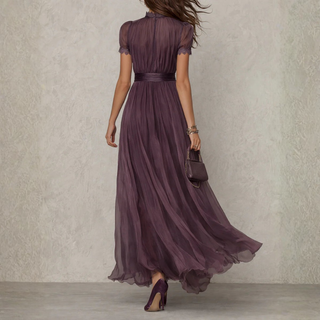 Solene | Elegante chiffon maxi jurk – Luxe Designer Avondjurk & Getailleerde Minimalistische Silhouette Toga