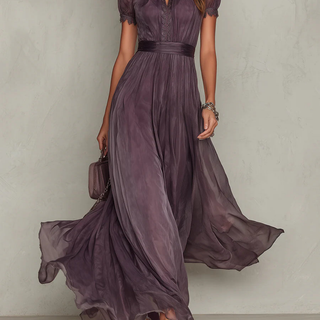 Solene | Elegante chiffon maxi jurk – Luxe Designer Avondjurk & Getailleerde Minimalistische Silhouette Toga