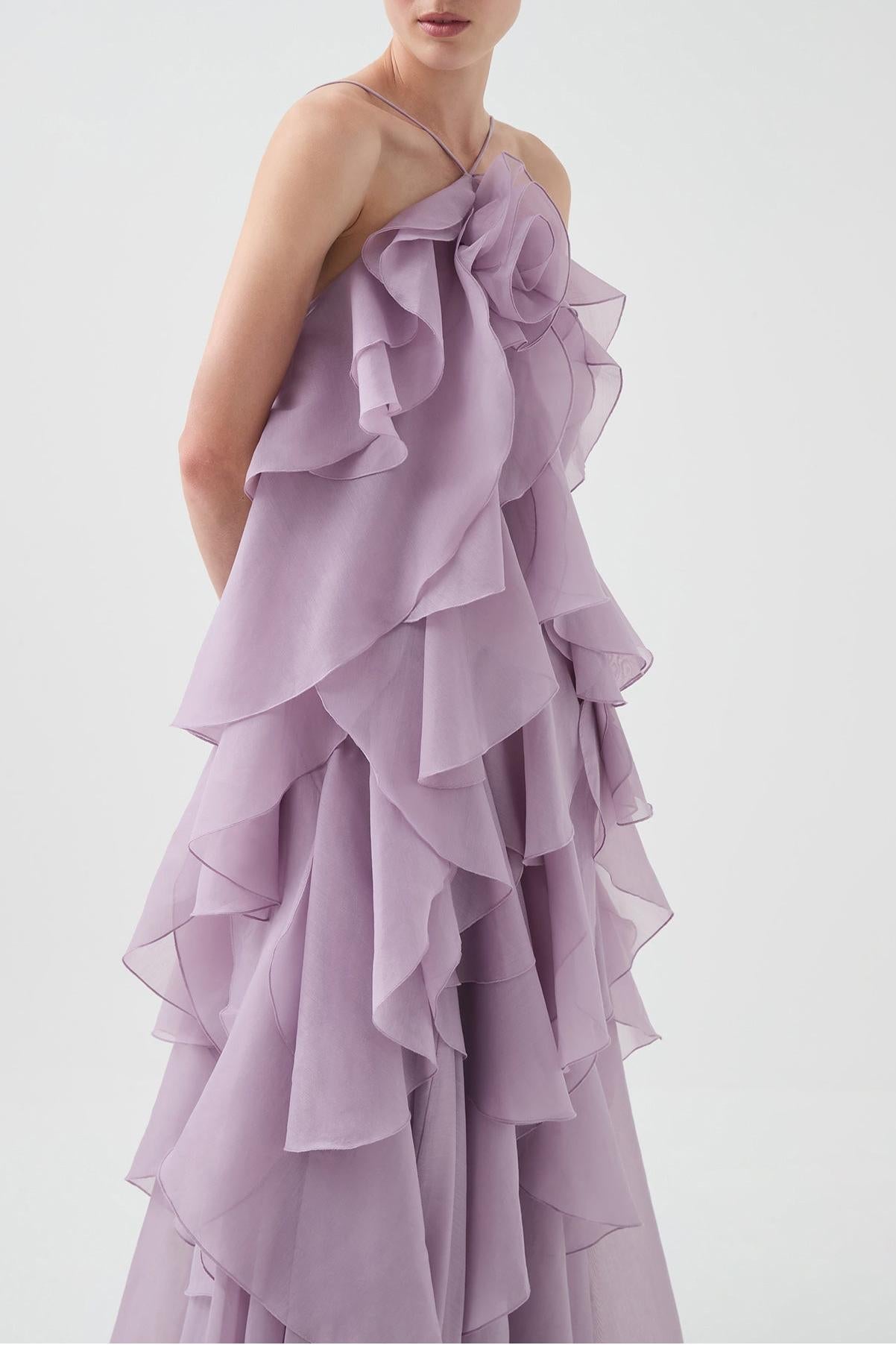 3D Bloem Halter Nek Franje Maxi Jurk