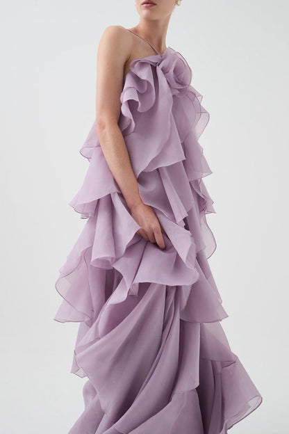 3D Bloem Halter Nek Franje Maxi Jurk