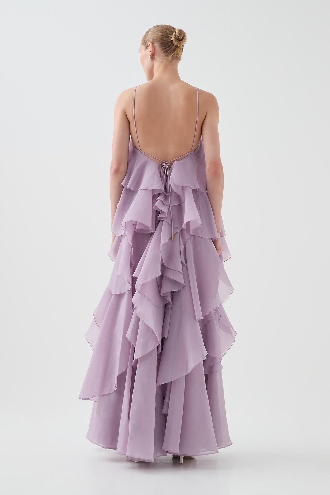 3D Bloem Halter Nek Franje Maxi Jurk