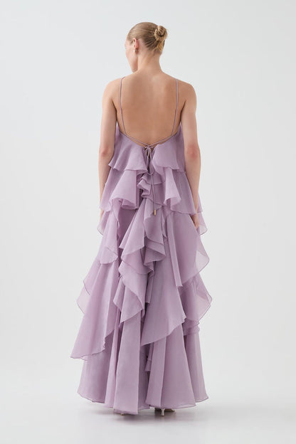 3D Bloem Halter Nek Franje Maxi Jurk