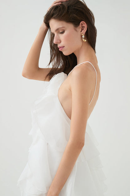 3D Bloem Halter Nek Franje Maxi Jurk