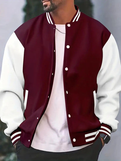 Casual Baseballjack Voor Heren Baseballstijl Lichte Model - Winterjas Heren Bordeaux