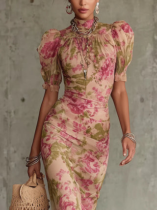 Aura | Vintage en romantische maxi jurk – Luxe Designer Nostalgische Gown & Getailleerde Minimalistische Silhouette Jurk
