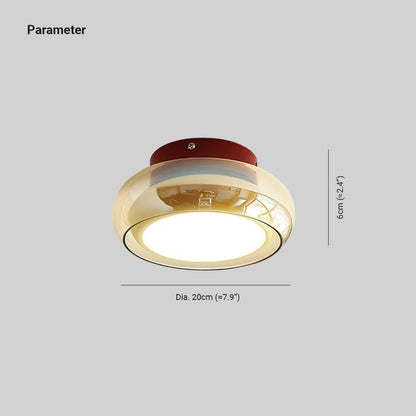 Retro Glazen Plafondlamp Cognackleur Met Kersenband