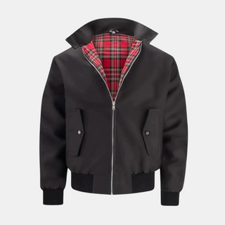 Heren Harrington-jack – Klassieke Ruit- & Tartanvoering Zwart