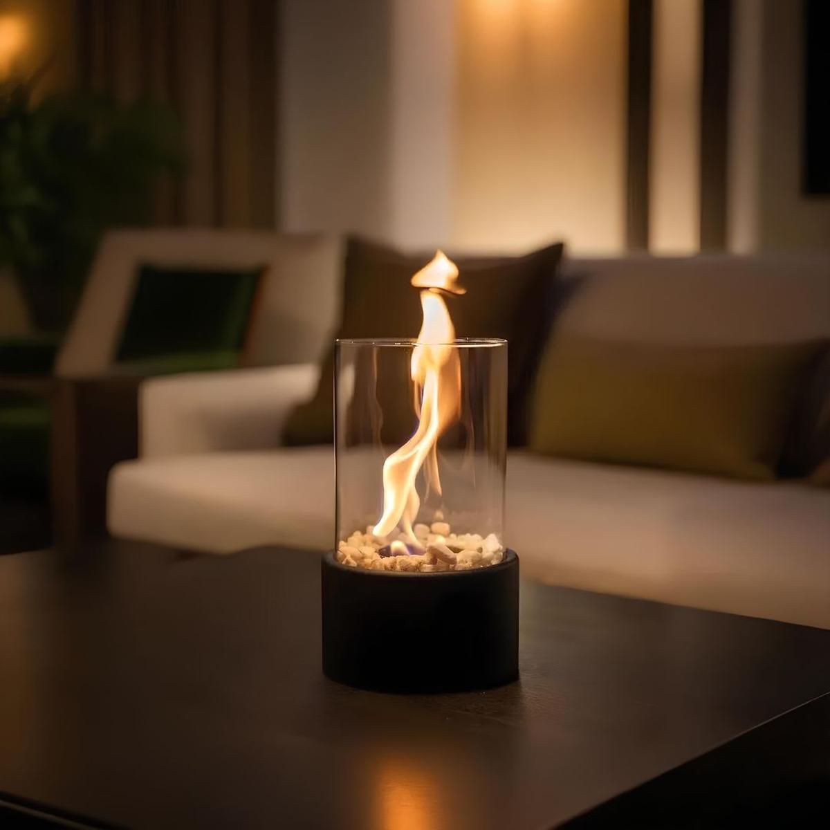 Klassieke Open Vlam Olielamp Met Glazen Cilinder Decoratie Zwart