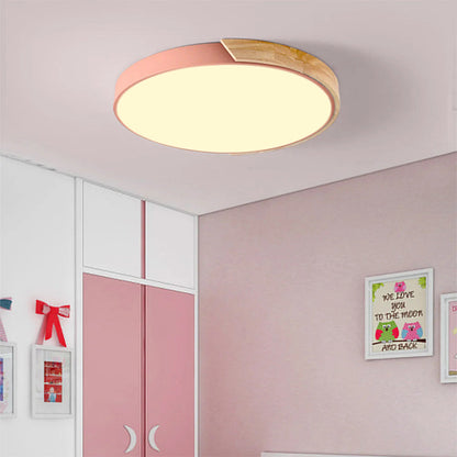 Kleurrijke Eenvoudige Ronde LED Plafondlampen Voor Huis Roze Warm licht