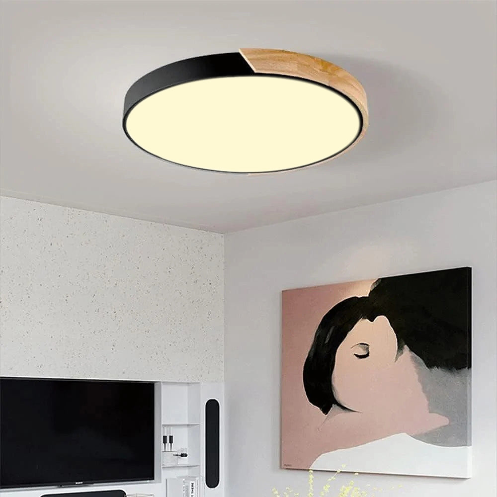 Kleurrijke Eenvoudige Ronde LED Plafondlampen Voor Huis Zwart Warm licht
