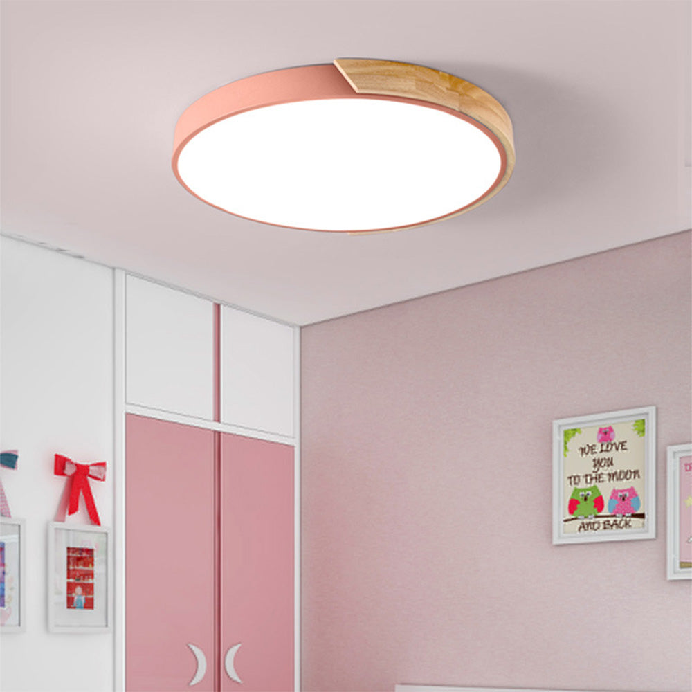 Kleurrijke Eenvoudige Ronde LED Plafondlampen Voor Huis Roze