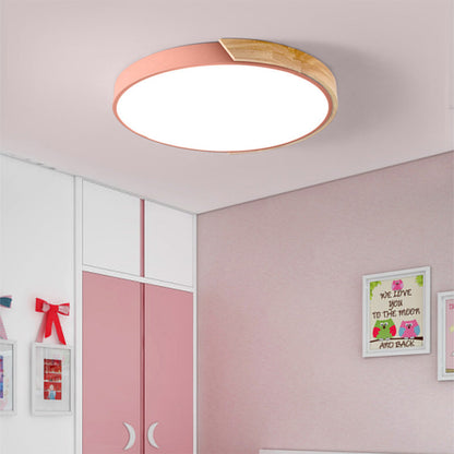 Kleurrijke Eenvoudige Ronde LED Plafondlampen Voor Huis Roze