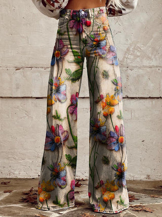 Amore | Kleurrijke vintage viscose broek voor dames met print Vintage Gypsy