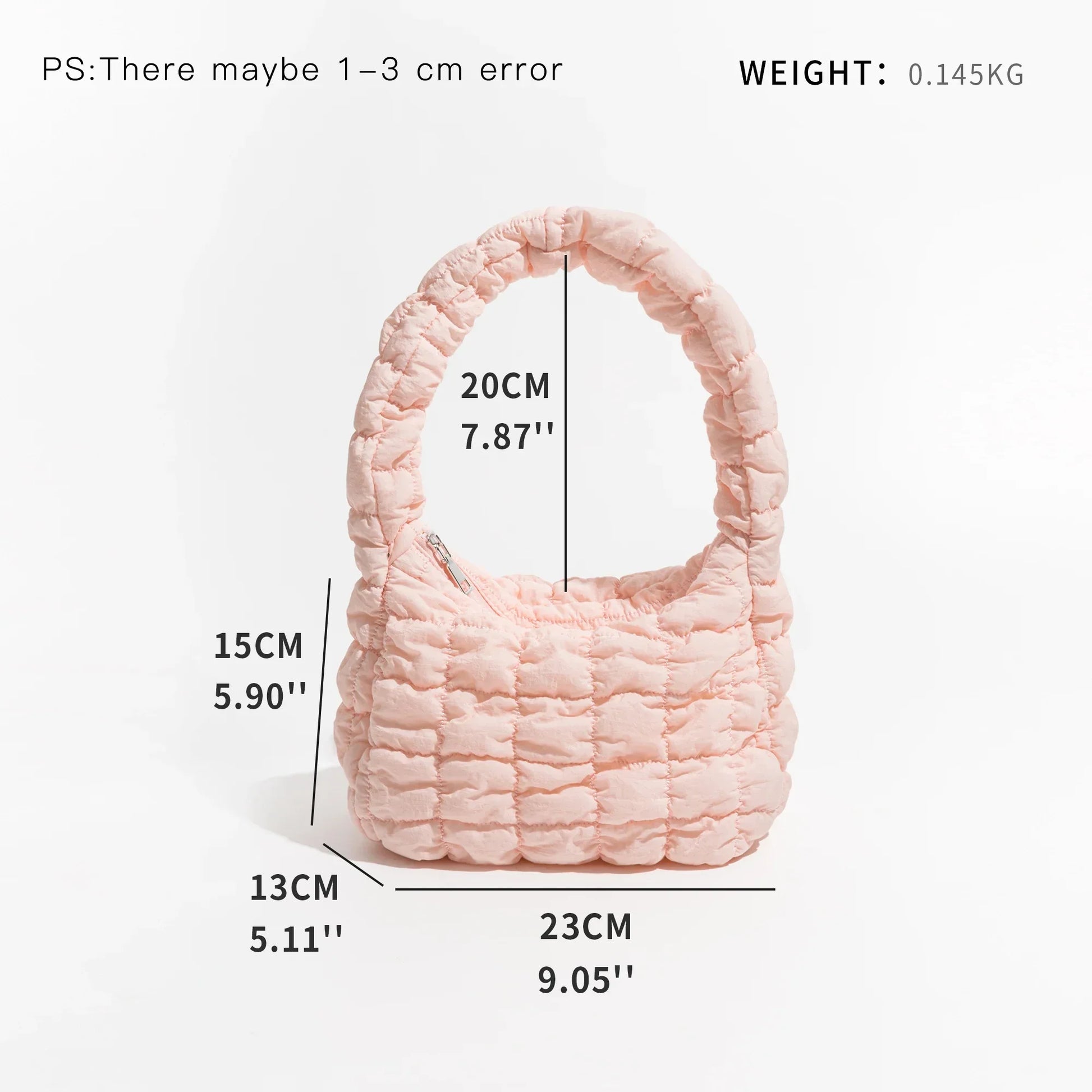 Dames Cloud Down-Schoudertas Lichtgewicht Zwart 15L