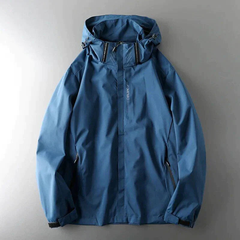 Heren Winter Windjack - Waterdichte Regenjas met Capuchon Blauw