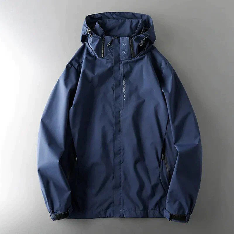 Heren Winter Windjack - Waterdichte Regenjas met Capuchon Marineblauw