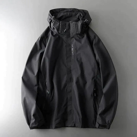 Heren Winter Windjack - Waterdichte Regenjas met Capuchon Zwart