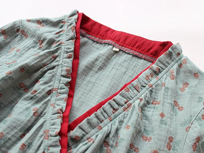 Kimono Plattelandsroos Katoenen Gazen Pyjama Set