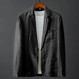 Lichtgewicht zomerblazer van linnenmix Zwart