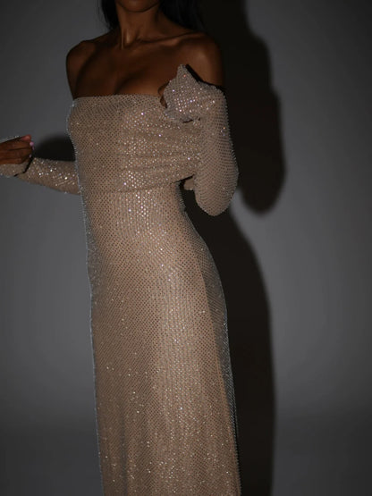 Dames Galajurk Rekbare Mesh met Rhinestone Versieringen