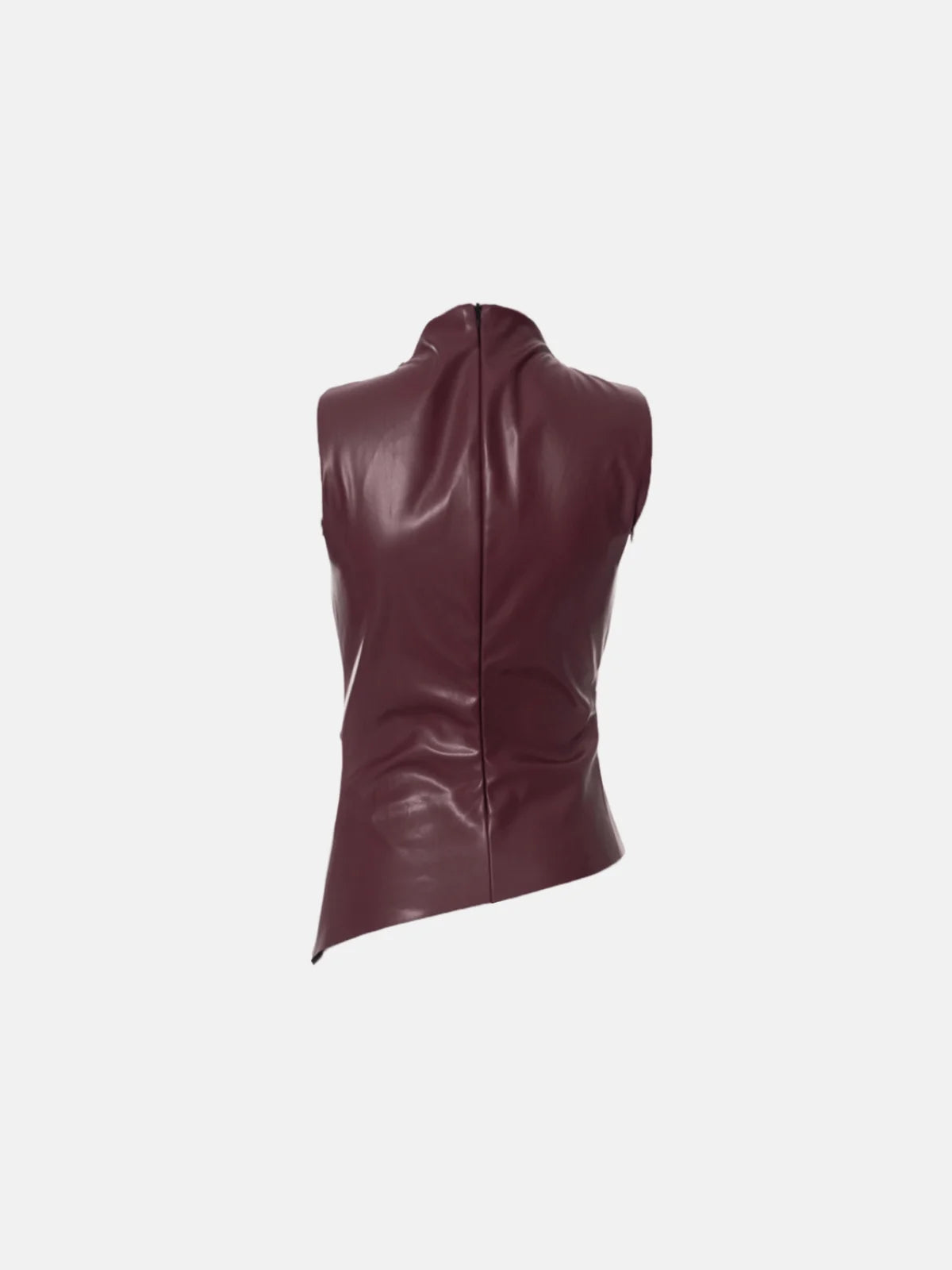 Gevormde Neplederen Mouwloze Top Met Hoge Hals Design Tops SEREIN