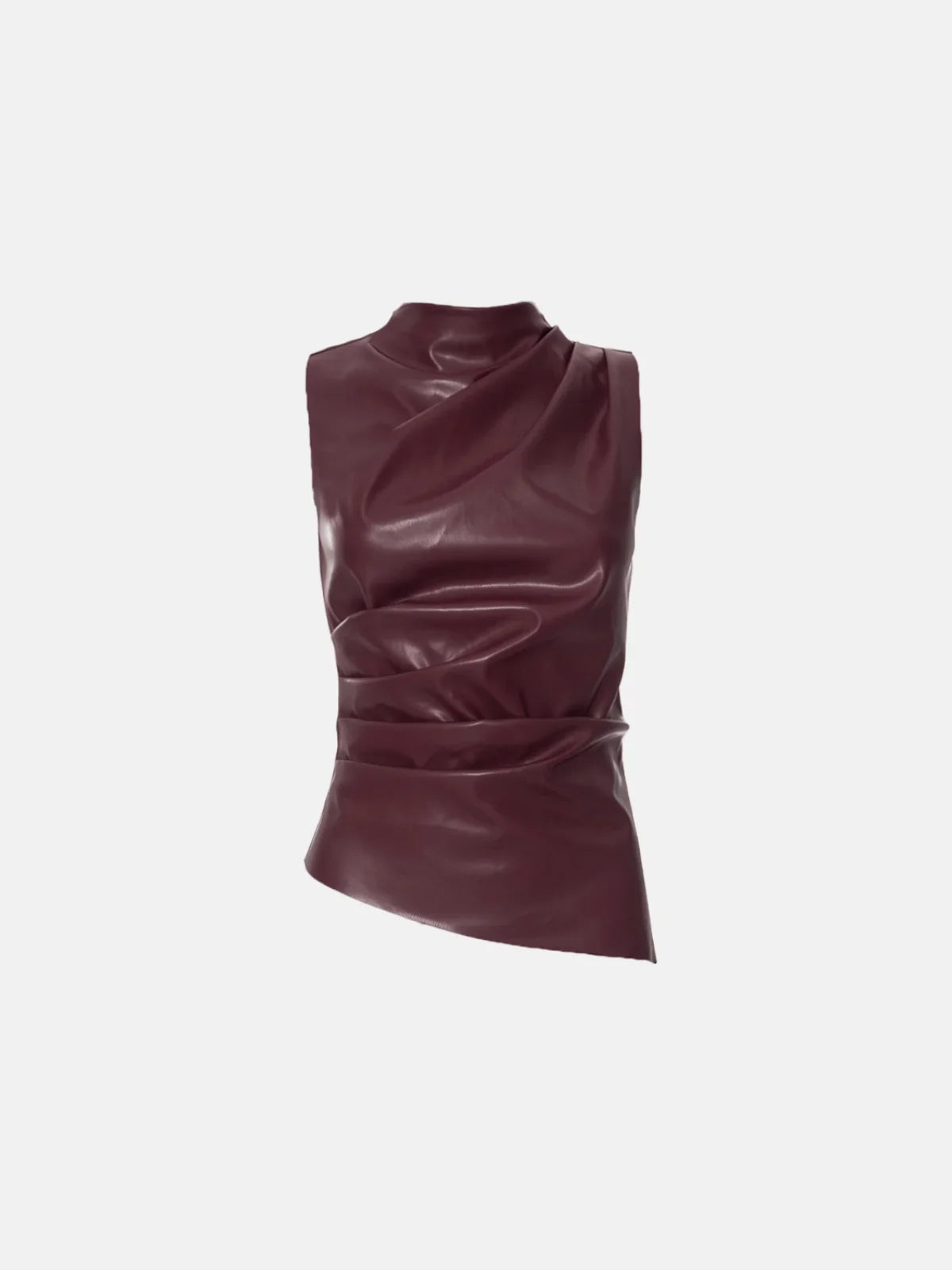 Gevormde Neplederen Mouwloze Top Met Hoge Hals Design Tops SEREIN