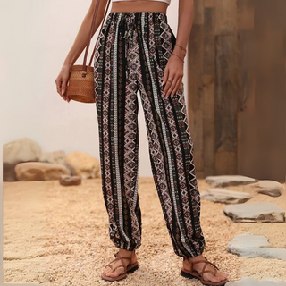 Losse harembroek met olifantenprint in bohemian stijl voor de zomer Bohemia 1
