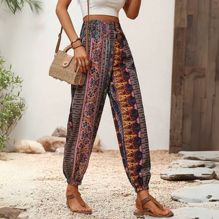 Losse harembroek met olifantenprint in bohemian stijl voor de zomer Bohemia 3