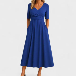 Luma | Feestjurk voor dames, perfect voor een bruiloftsgast | Midi-jurk blauw