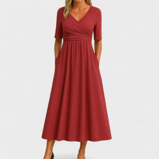 Luma | Feestjurk voor dames, perfect voor een bruiloftsgast | Midi-jurk rood