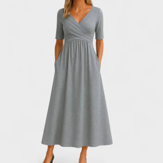 Luma | Feestjurk voor dames, perfect voor een bruiloftsgast | Midi-jurk grijs