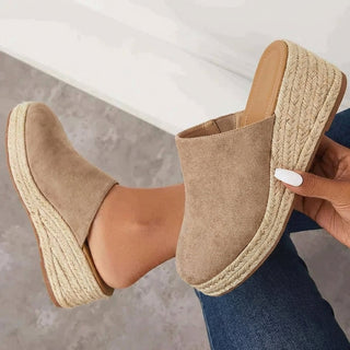 Lumi | Espadrille muiltjes met sleehak voor dames – Elegant ontwerp met gesloten neus en verhoogde architectonische hak