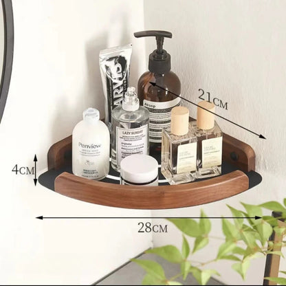 Luxe Badkameraccessoires Set van Walnoot Handdoekrek en Houder Driehoek Plank 1pc-A