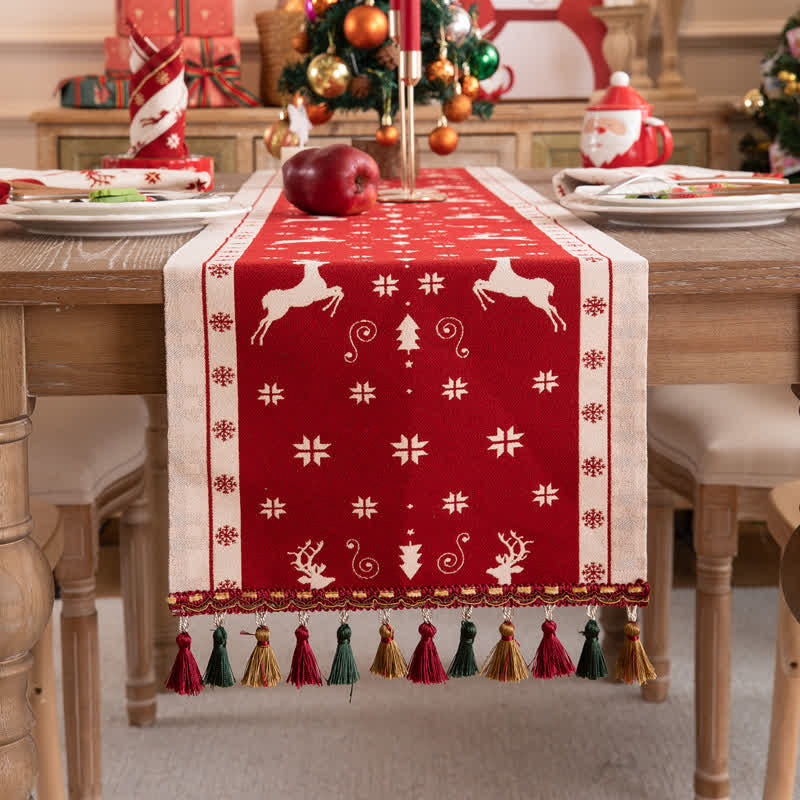 Kerst Tafelloper Met Kwastjes Voor Feestelijk Tafeldecor