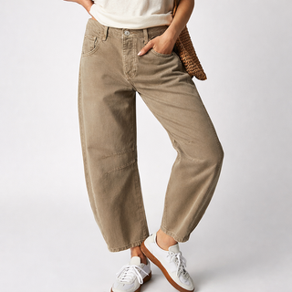 Mae | Comfortabele, Wijde Broek Dames - Trendy Ballonbroek Beige