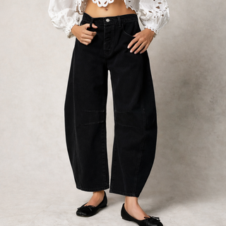 Mae | Comfortabele, Wijde Broek Dames - Trendy Ballonbroek Zwart