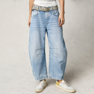 Pasha | Comfortabele, Wijde Broek Dames - Trendy Ballonbroek Lichtblauw
