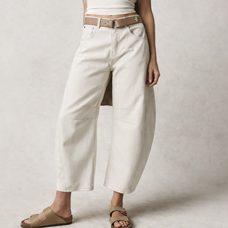 Mae | Comfortabele, Wijde Broek Dames - Trendy Ballonbroek Wit