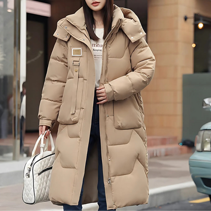 Lange Trenchcoat Gewatteerd Oversized Losvallend Warmte Khaki