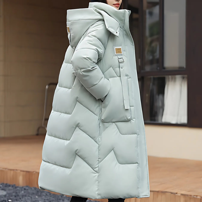 Lange Trenchcoat Gewatteerd Oversized Losvallend Warmte