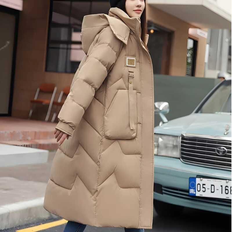 Lange Trenchcoat Gewatteerd Oversized Losvallend Warmte