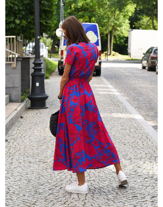 Moon | Wikkeljurk voor dames met bloemenprint en V-hals | Midi