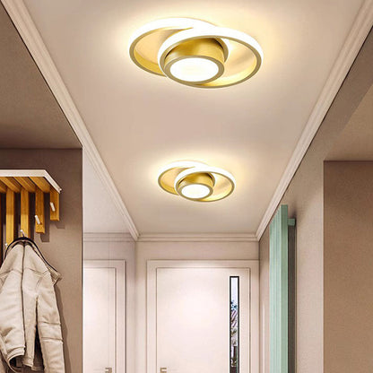 Minimalistische LED Plafondlamp Dubbele Ring Modern Compact Goud Stijl A
