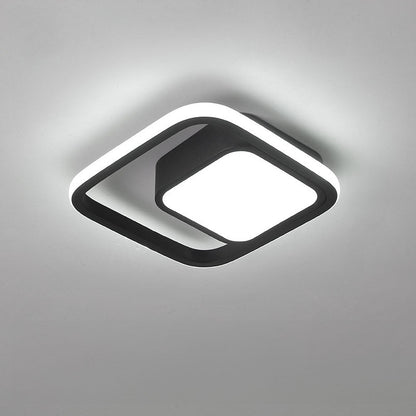 Minimalistische LED Plafondlamp Dubbele Ring Modern Compact Zwart Stijl C Wit licht