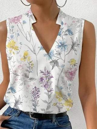Zomertop Dames Zacht Licht V Hals Luchtig Losse Pasvorm Bloemen 2