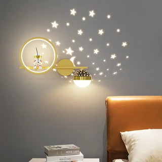 Moderne Kinderwandlamp Met Zachte Verlichting Voor Kinderen Goud rechts Drie kleuren