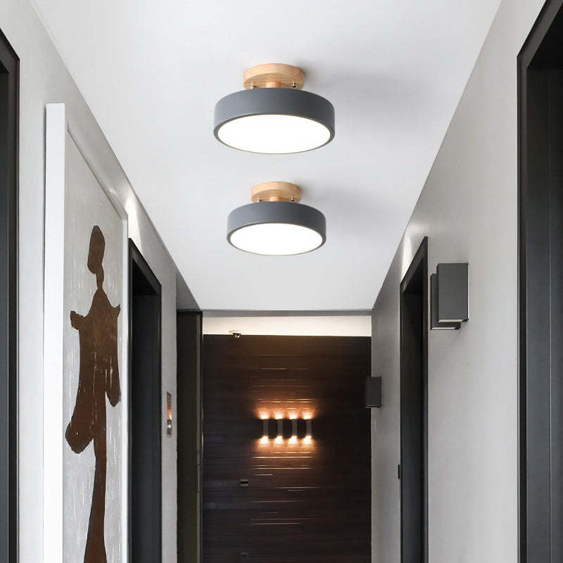 Moderne LED Plafondlamp Hout en Acryl voor Slaapkamer Grijs 20CM - 12W