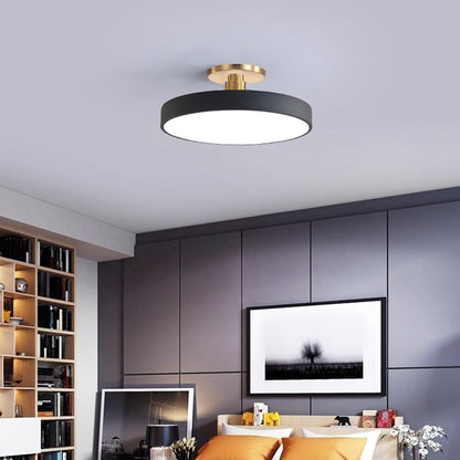 Moderne Compacte Ronde LED Plafondlamp Semi Inbouw 30cm Zwart