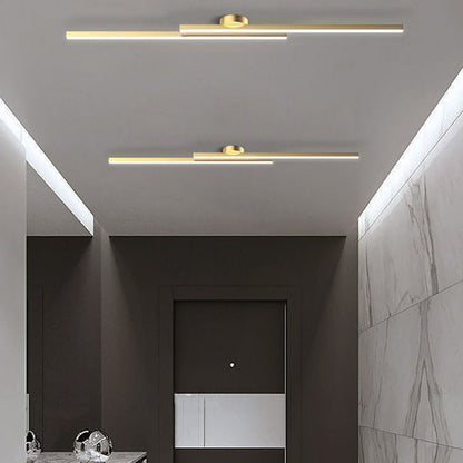 Moderne Aluminium Lange Strip Semi Inbouw LED Plafondlamp Goud Wit licht
